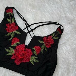 Floral Cropped Top  with Open Back